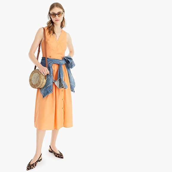 J. Crew Dresses & Skirts - J Crew A-line sleeveless cotton shirtdress orange J. Crew Dresses & Skirts - J Crew A-line sleeveless cotton shirtdress orange